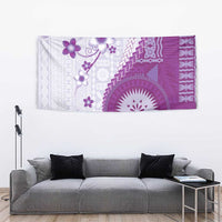 Bula Fiji Tapestry Violet Plumeria Masi Tapa Pattern LT05 - Polynesian Pride