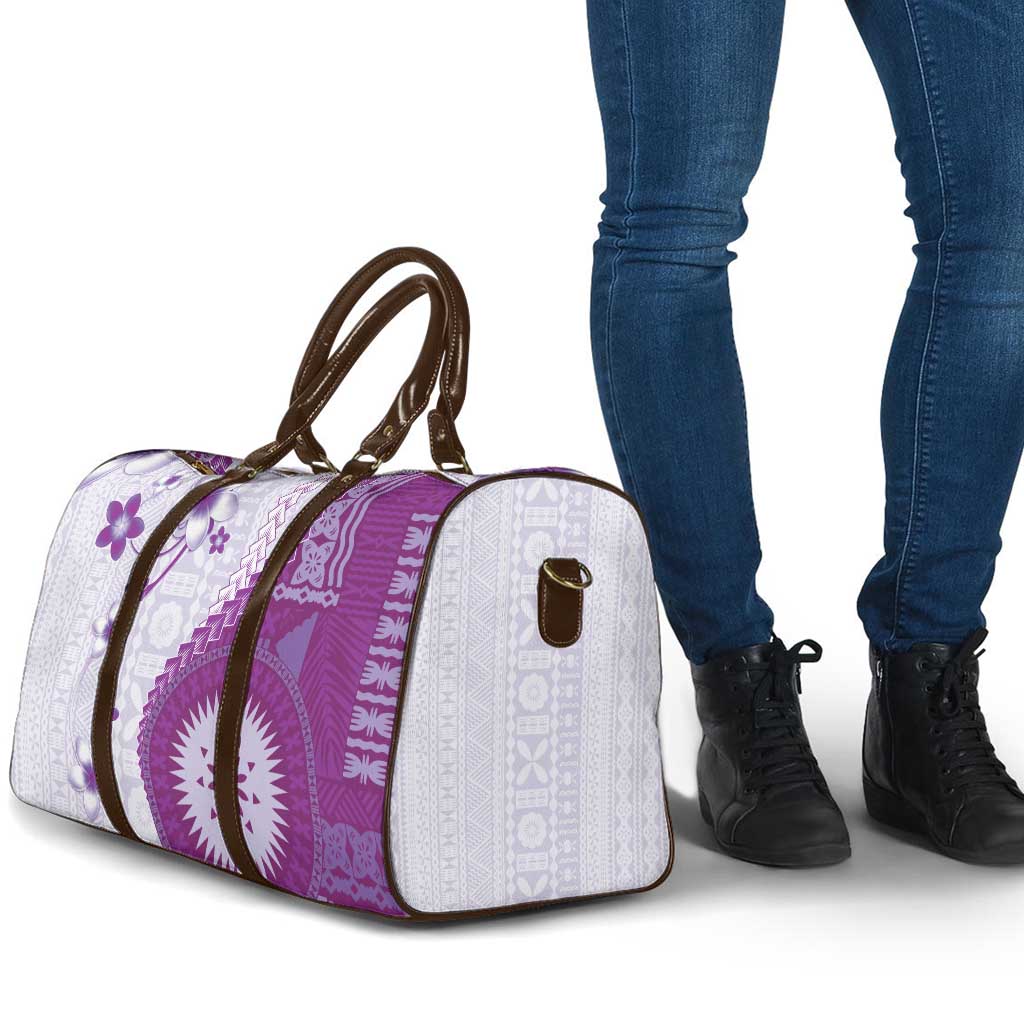 Bula Fiji Travel Bag Violet Plumeria Masi Tapa Pattern LT05 - Polynesian Pride