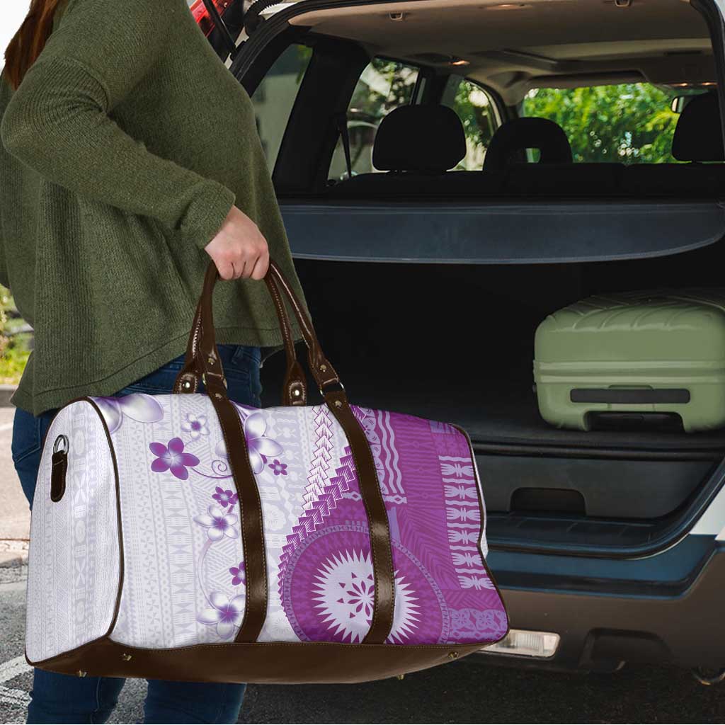 Bula Fiji Travel Bag Violet Plumeria Masi Tapa Pattern LT05 - Polynesian Pride