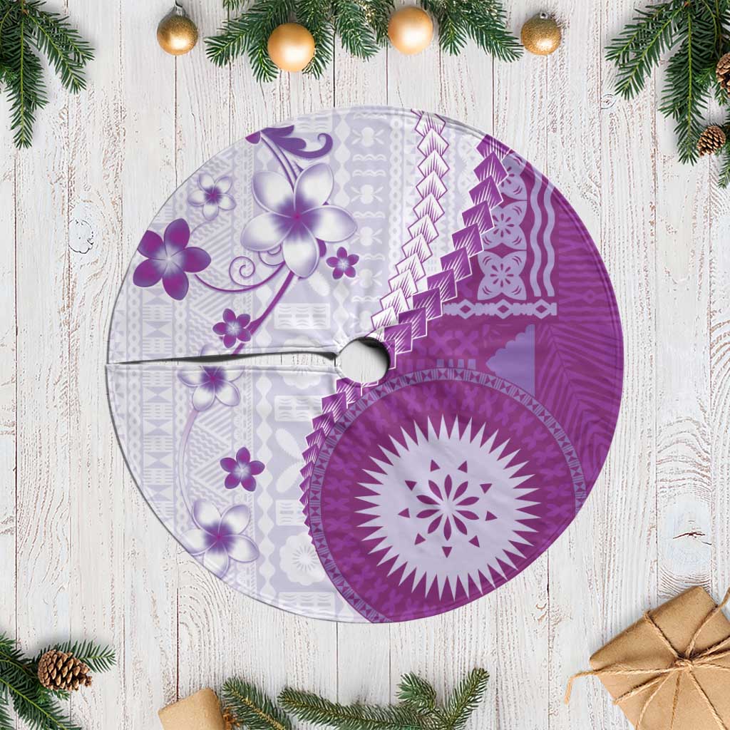 Bula Fiji Tree Skirt Violet Plumeria Masi Tapa Pattern LT05 Casual Violet - Polynesian Pride