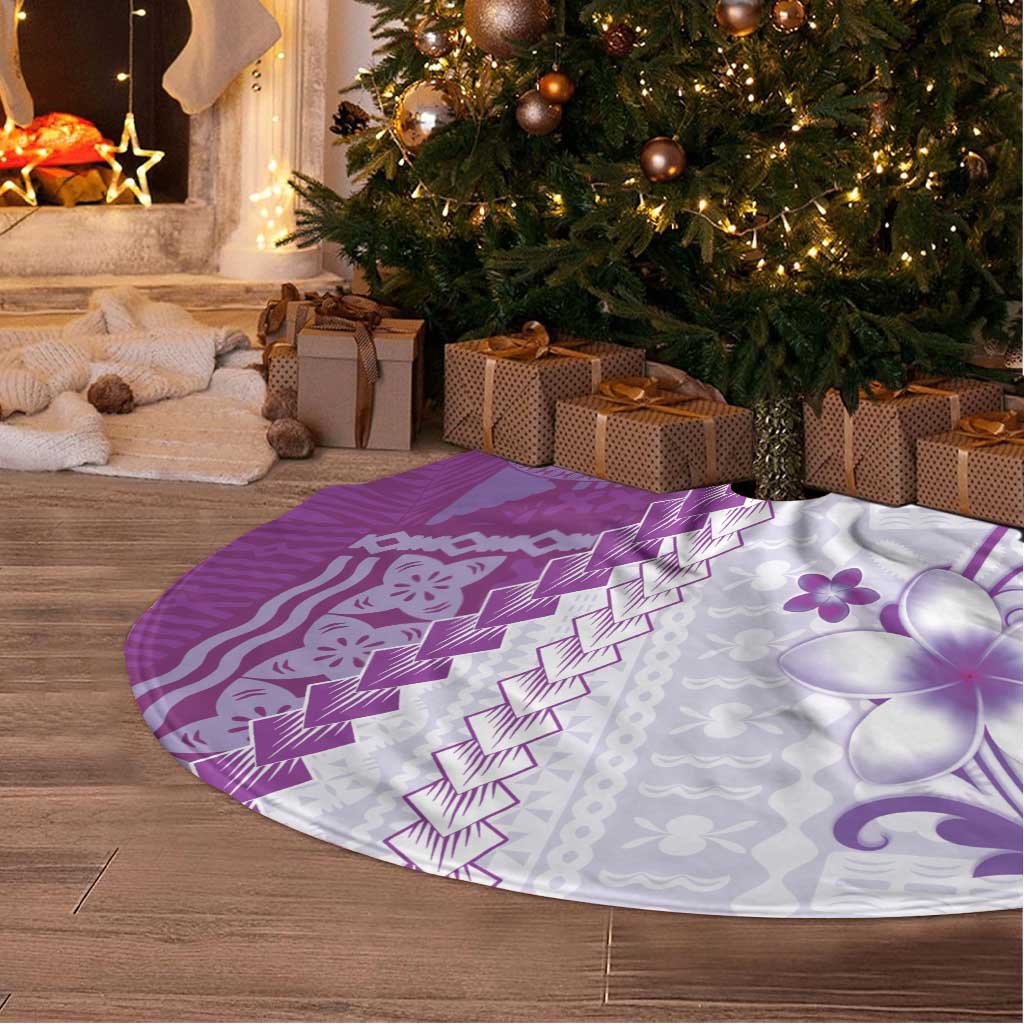 Bula Fiji Tree Skirt Violet Plumeria Masi Tapa Pattern LT05 - Polynesian Pride