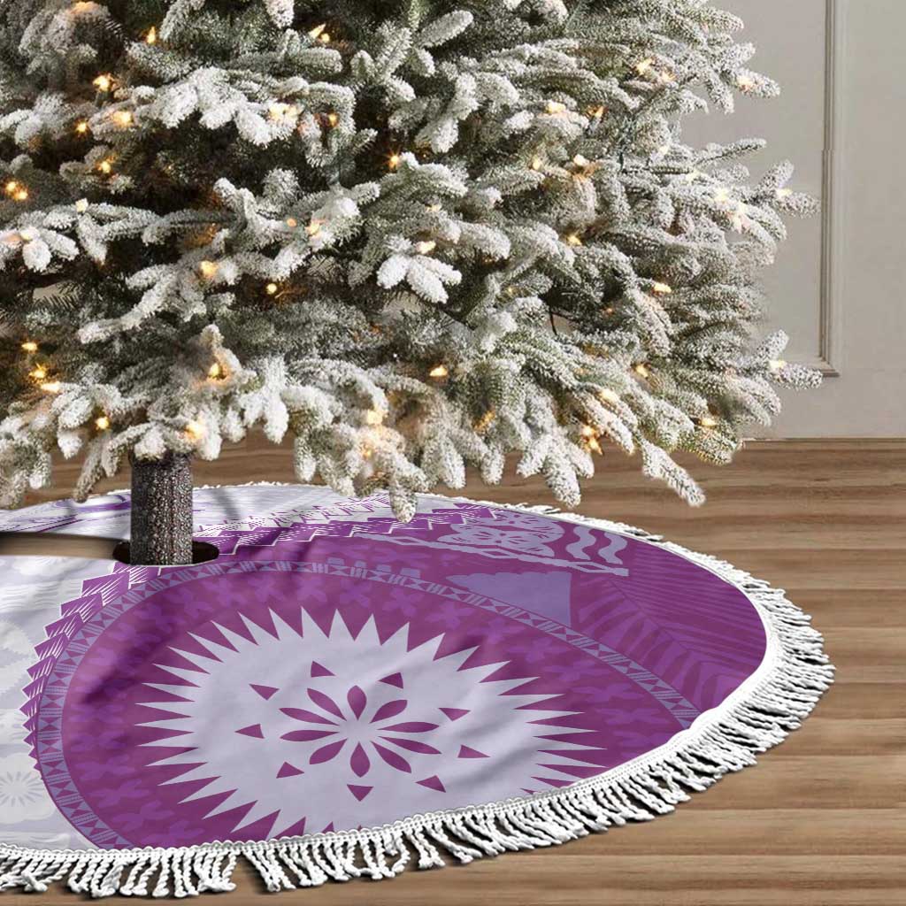 Bula Fiji Tree Skirt Violet Plumeria Masi Tapa Pattern LT05 - Polynesian Pride