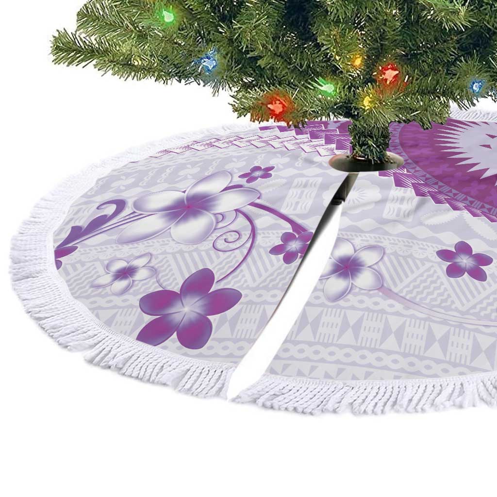 Bula Fiji Tree Skirt Violet Plumeria Masi Tapa Pattern LT05 - Polynesian Pride