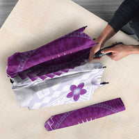 Bula Fiji Umbrella Violet Plumeria Masi Tapa Pattern LT05 - Polynesian Pride