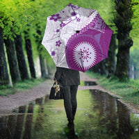 Bula Fiji Umbrella Violet Plumeria Masi Tapa Pattern LT05 - Polynesian Pride