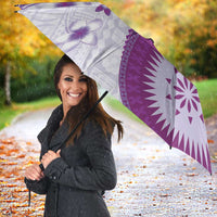 Bula Fiji Umbrella Violet Plumeria Masi Tapa Pattern LT05 - Polynesian Pride