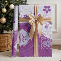 Bula Fiji Wrapping Paper Violet Plumeria Masi Tapa Pattern