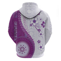 Bula Fiji Zip Hoodie Violet Plumeria Masi Tapa Pattern LT05 - Polynesian Pride