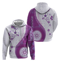 Bula Fiji Zip Hoodie Violet Plumeria Masi Tapa Pattern LT05 - Polynesian Pride