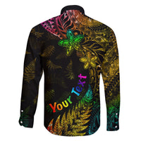 Personalised New Zealand Wellington Pride Family Matching Tank Maxi Dress and Hawaiian Shirt Rainbow Silver Fern Paua Shell LT05 - Polynesian Pride