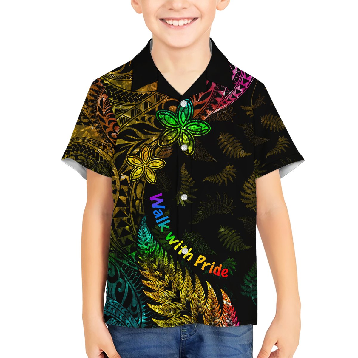 Personalised New Zealand Wellington Pride Hawaiian Shirt Rainbow Silver Fern Paua Shell LT05 - Polynesian Pride