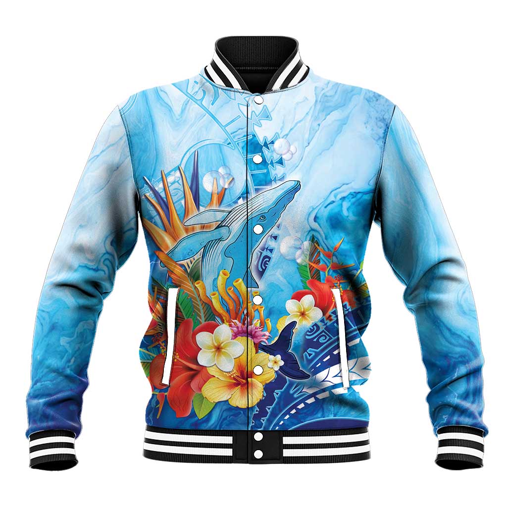 Polynesia Humpback Whale Baseball Jacket Ocean Style