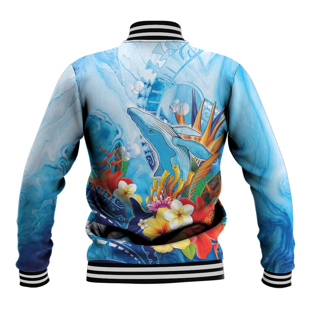 Polynesia Humpback Whale Baseball Jacket Ocean Style