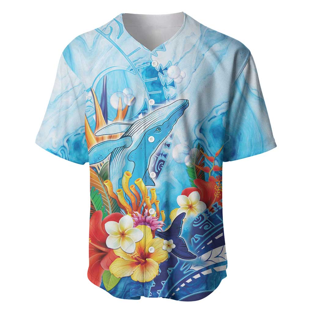 Polynesia Humpback Whale Baseball Jersey Ocean Style LT05 Blue - Polynesian Pride