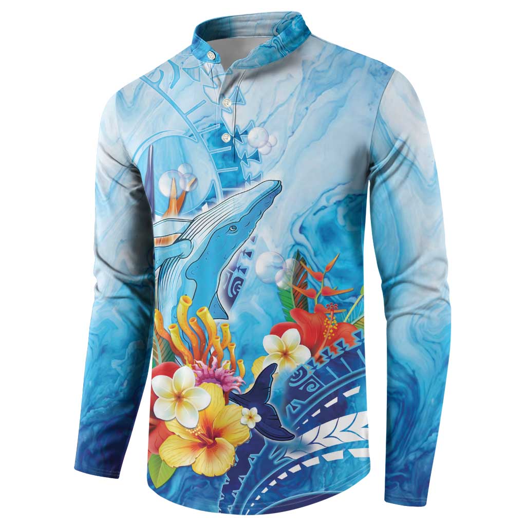 Polynesia Humpback Whale Button Sweatshirt Ocean Style LT05 - Polynesian Pride
