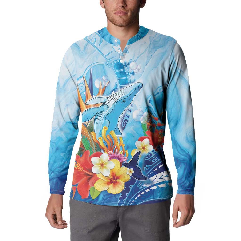 Polynesia Humpback Whale Button Sweatshirt Ocean Style LT05 - Polynesian Pride