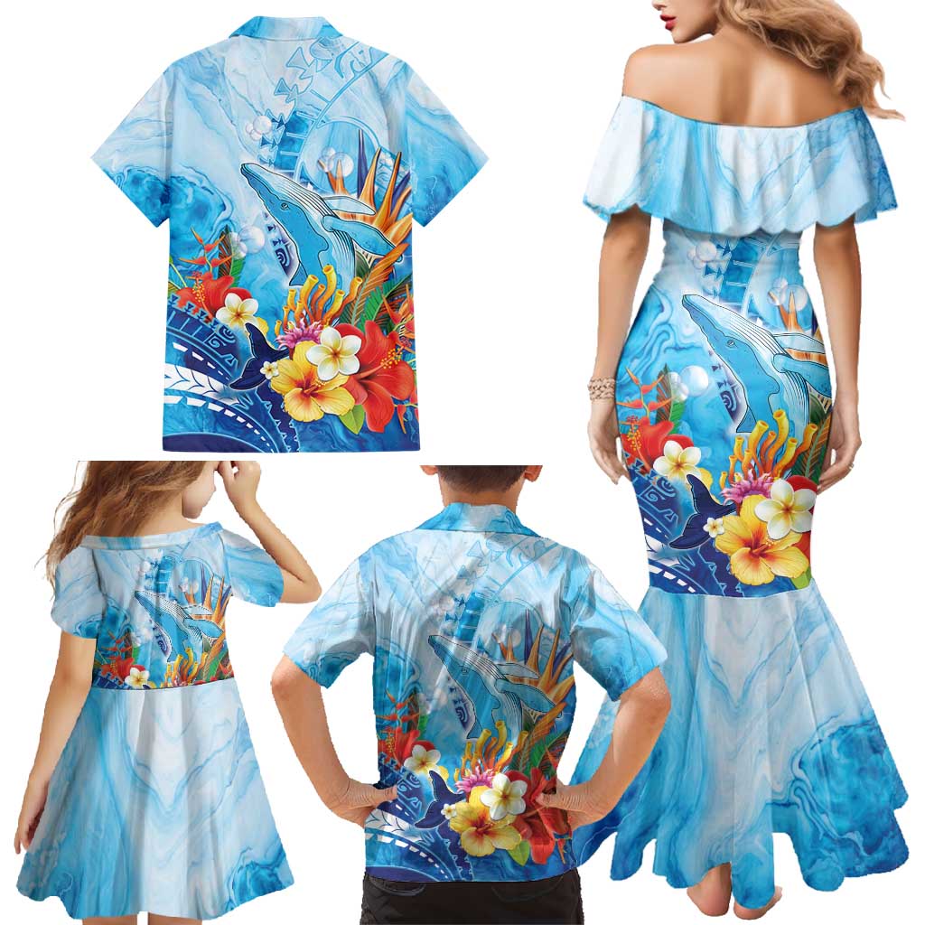 Polynesia Humpback Whale Family Matching Mermaid Dress and Hawaiian Shirt Ocean Style LT05 - Polynesian Pride