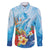 Polynesia Humpback Whale Family Matching Off The Shoulder Long Sleeve Dress and Hawaiian Shirt Ocean Style