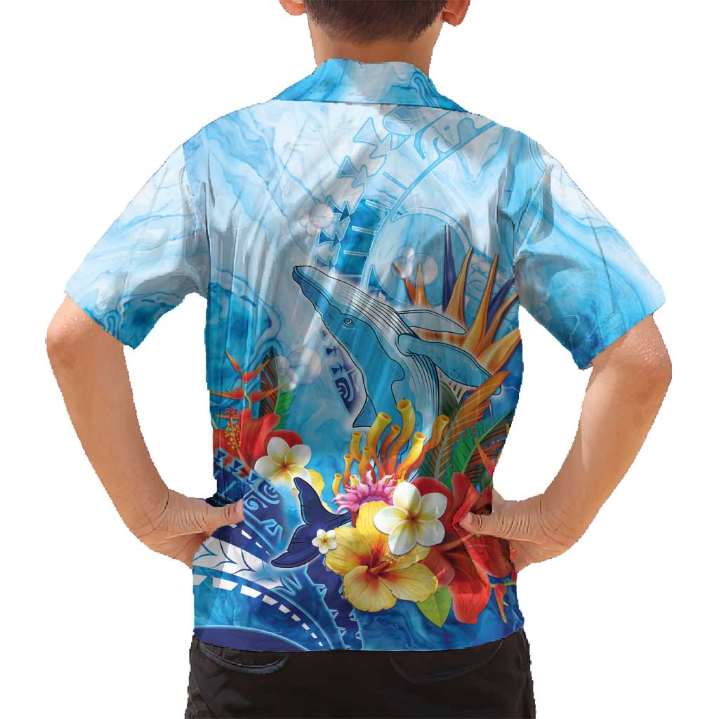 Polynesia Humpback Whale Family Matching Off Shoulder Maxi Dress and Hawaiian Shirt Ocean Style
