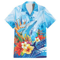 Polynesia Humpback Whale Family Matching Short Sleeve Bodycon Dress and Hawaiian Shirt Ocean Style LT05 Dad's Shirt - Short Sleeve Blue - Polynesian Pride