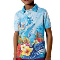 Polynesia Humpback Whale Kid Polo Shirt Ocean Style LT05 Kid Blue - Polynesian Pride