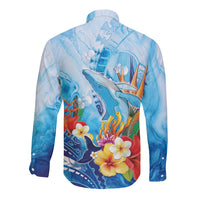 Polynesia Humpback Whale Long Sleeve Button Shirt Ocean Style