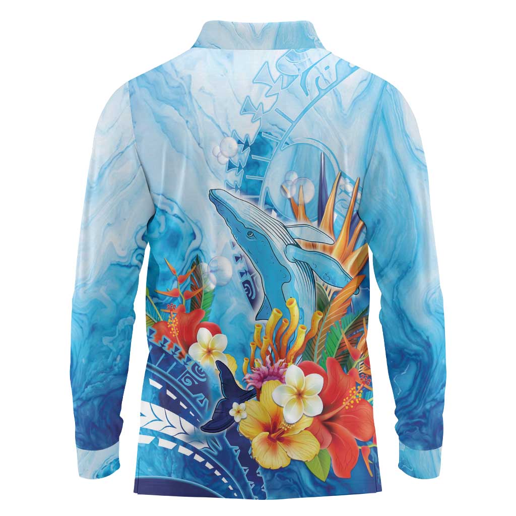 Polynesia Humpback Whale Long Sleeve Polo Shirt Ocean Style LT05 - Polynesian Pride