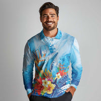 Polynesia Humpback Whale Long Sleeve Polo Shirt Ocean Style LT05 - Polynesian Pride
