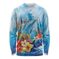 Polynesia Humpback Whale Long Sleeve Shirt Ocean Style LT05 Unisex Blue - Polynesian Pride