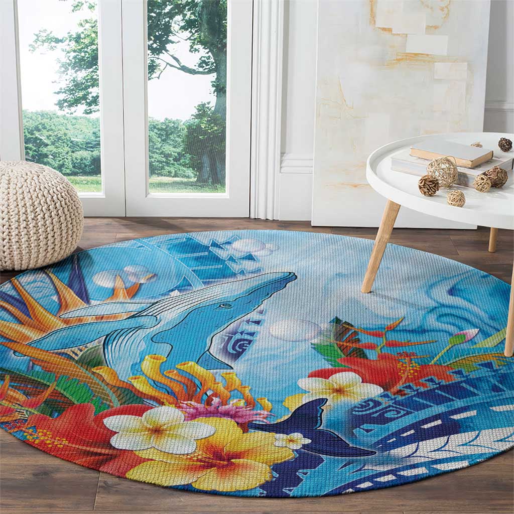 Polynesia Humpback Whale Round Carpet Ocean Style