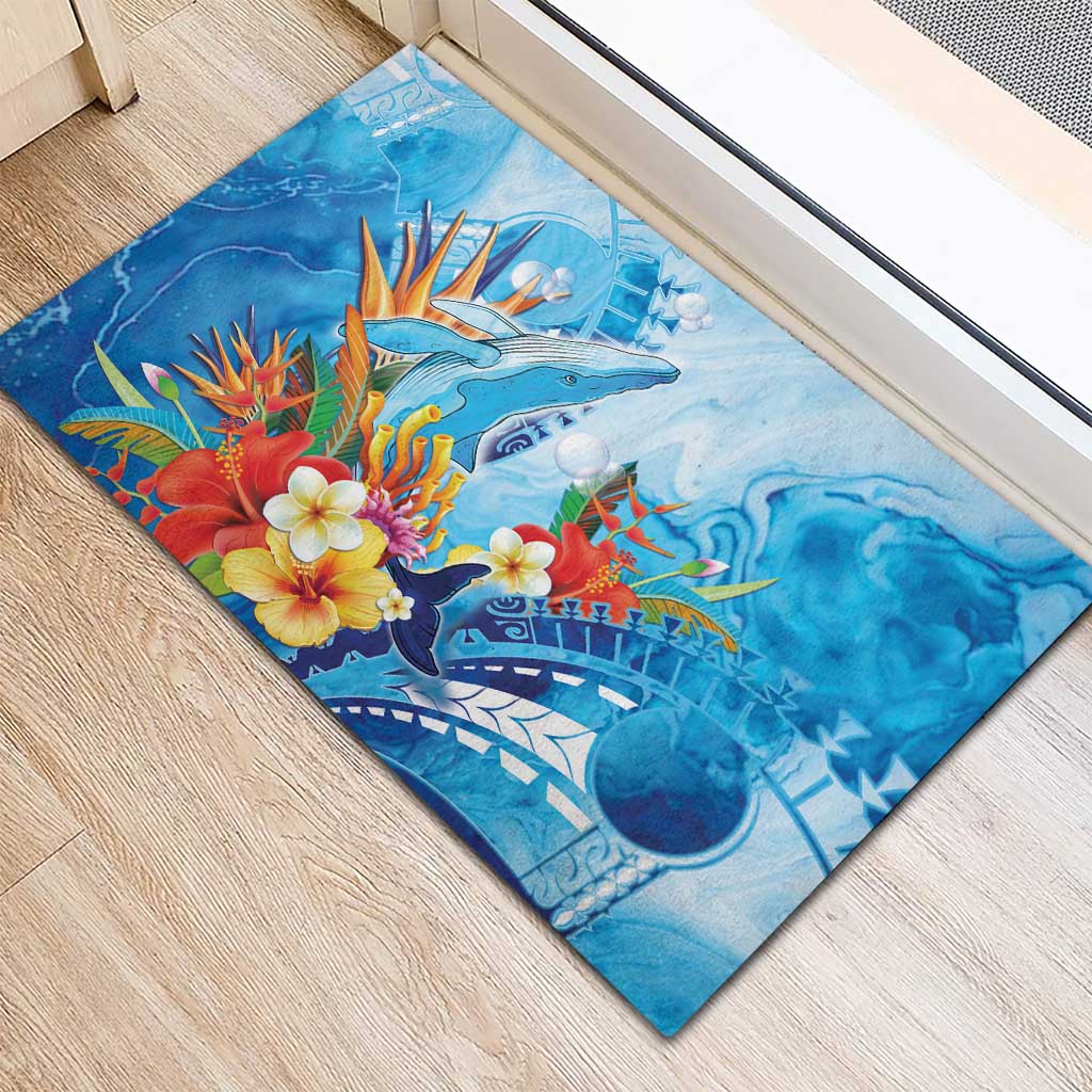Polynesia Humpback Whale Rubber Doormat Ocean Style