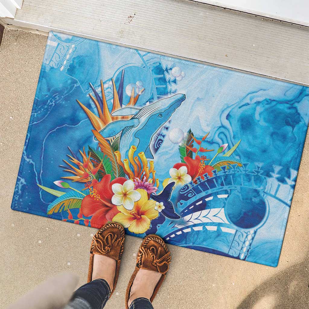 Polynesia Humpback Whale Rubber Doormat Ocean Style