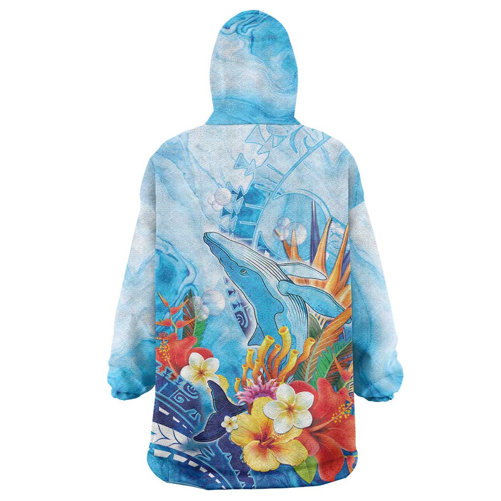 Polynesia Humpback Whale Wearable Blanket Hoodie Ocean Style
