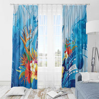 Polynesia Humpback Whale Window Curtain Ocean Style