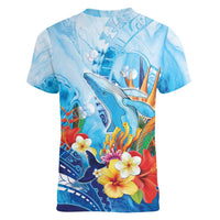 Polynesia Humpback Whale Women V-Neck T-Shirt Ocean Style LT05 - Polynesian Pride