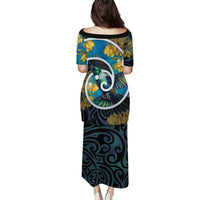 New Zealand Tui Bird Family Matching Puletasi and Hawaiian Shirt Maori Koru With Kowhai Flowers LT05 - Polynesian Pride