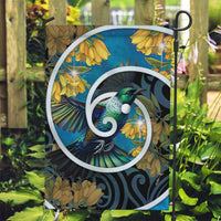 New Zealand Tui Bird Garden Flag Maori Koru With Kowhai Flowers LT05 Garden Flag Black - Polynesian Pride