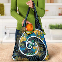 New Zealand Tui Bird Grocery Bag Maori Koru With Kowhai Flowers LT05 - Polynesian Pride