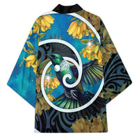 New Zealand Tui Bird Kimono Maori Koru With Kowhai Flowers LT05 - Polynesian Pride