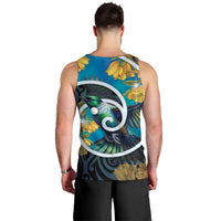 New Zealand Tui Bird Men Tank Top Maori Koru With Kowhai Flowers LT05 - Polynesian Pride