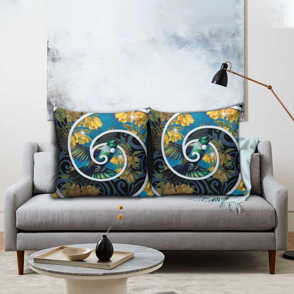 New Zealand Tui Bird Pillow Cover Maori Koru With Kowhai Flowers LT05 - Polynesian Pride