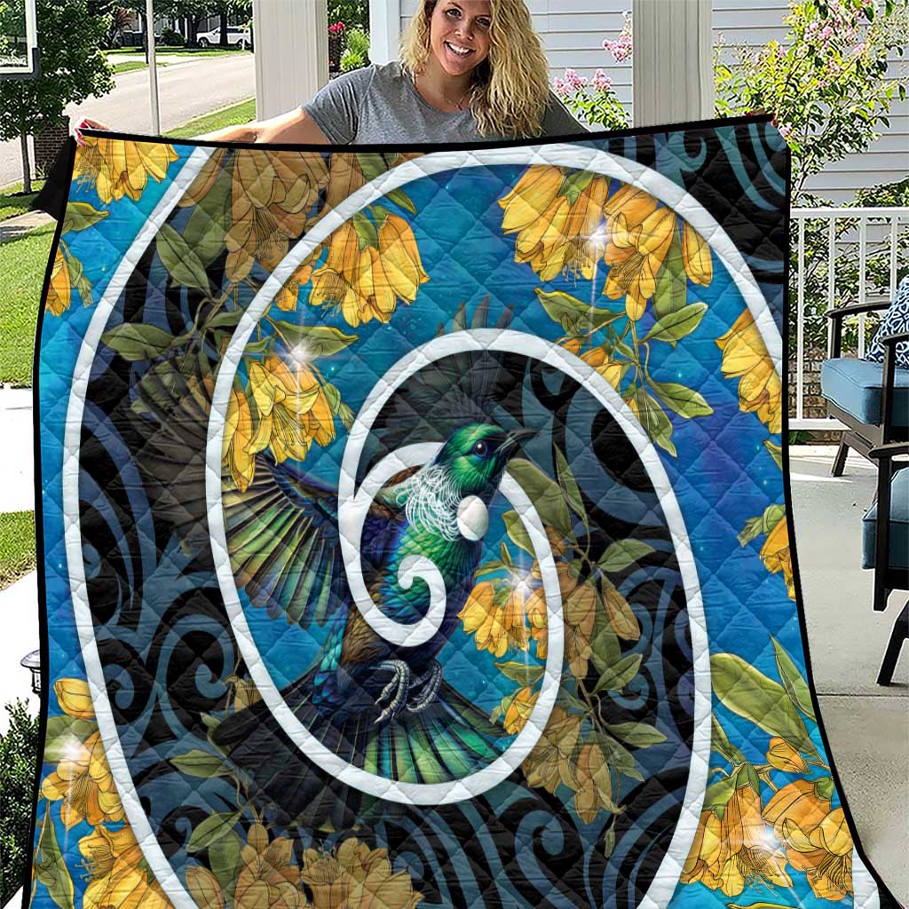 New Zealand Tui Bird Quilt Maori Koru With Kowhai Flowers