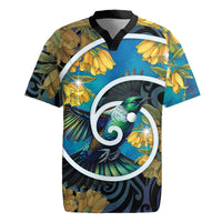New Zealand Tui Bird Rugby Jersey Maori Koru With Kowhai Flowers