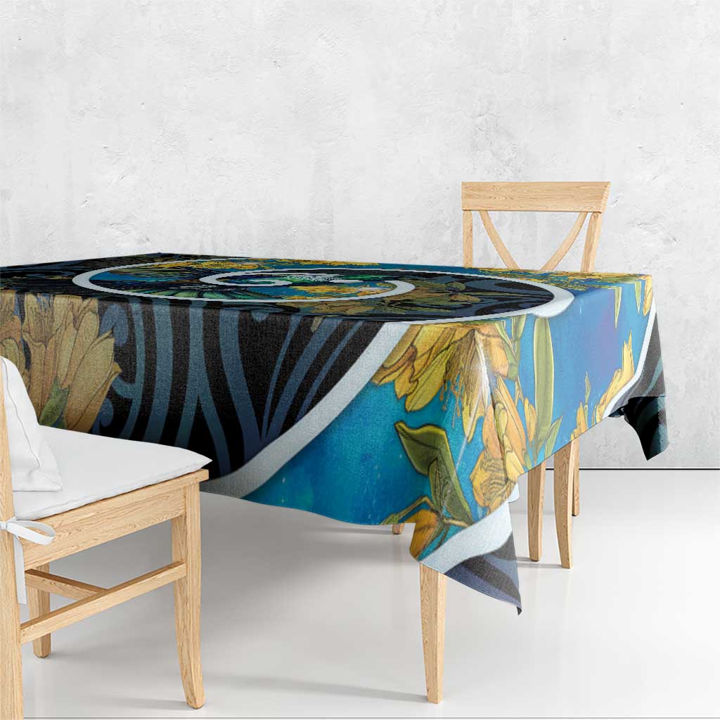 New Zealand Tui Bird Tablecloth Maori Koru With Kowhai Flowers
