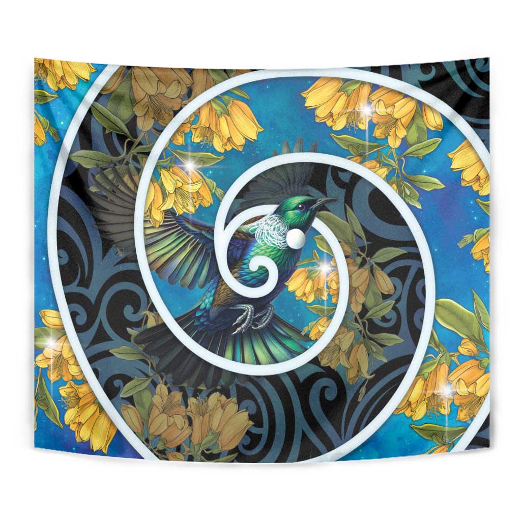 New Zealand Tui Bird Tapestry Maori Koru With Kowhai Flowers LT05 - Polynesian Pride
