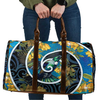 New Zealand Tui Bird Travel Bag Maori Koru With Kowhai Flowers LT05 Black - Polynesian Pride