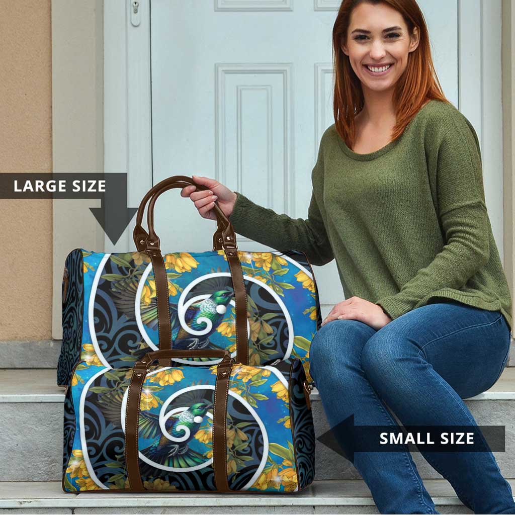 New Zealand Tui Bird Travel Bag Maori Koru With Kowhai Flowers LT05 - Polynesian Pride