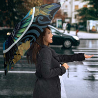 New Zealand Tui Bird Umbrella Maori Koru With Kowhai Flowers LT05 - Polynesian Pride