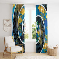 New Zealand Tui Bird Window Curtain Maori Koru With Kowhai Flowers LT05 - Polynesian Pride