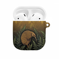New Zealand Kiwi Bird AirPods Case Silver Fern Mix Maori Pattern LT05 Brown - Polynesian Pride